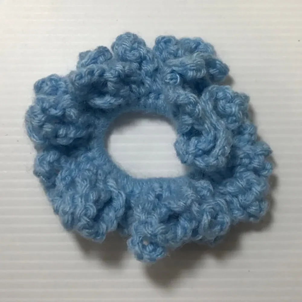 NWT Handmade Crocheted Light Blue Hair Scrunchie